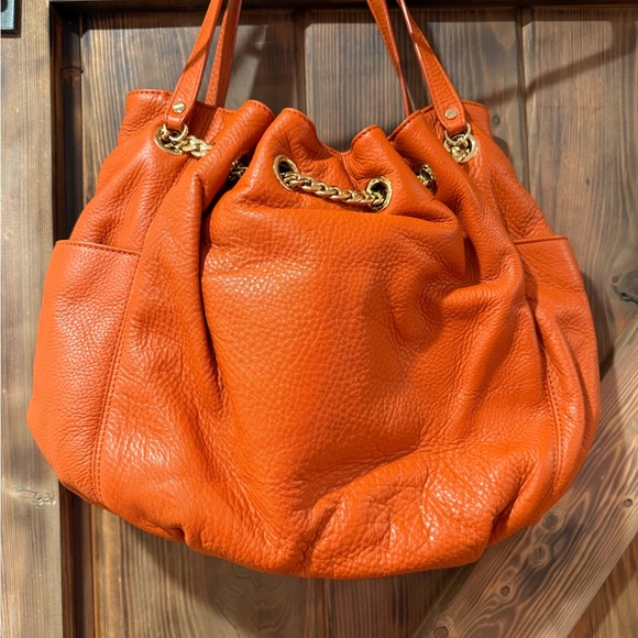 Michael Kors Orange Leather Tote Bag - Picture 7 of 13